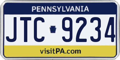 PA license plate JTC9234