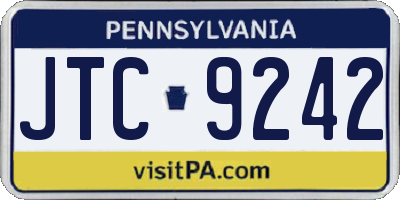 PA license plate JTC9242