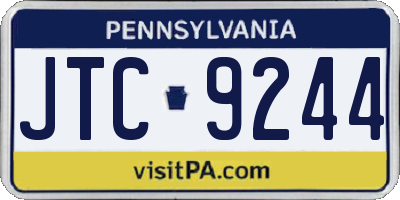 PA license plate JTC9244