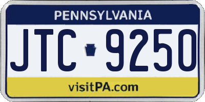 PA license plate JTC9250