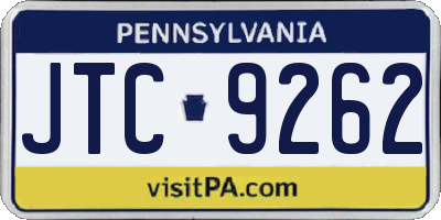 PA license plate JTC9262