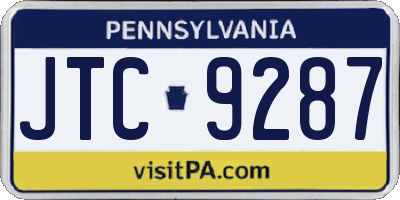 PA license plate JTC9287