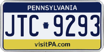 PA license plate JTC9293