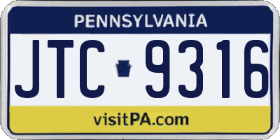 PA license plate JTC9316