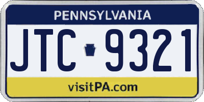 PA license plate JTC9321