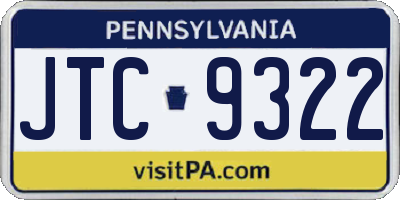 PA license plate JTC9322