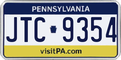 PA license plate JTC9354