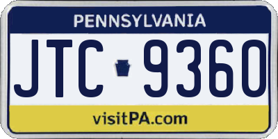 PA license plate JTC9360