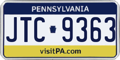 PA license plate JTC9363