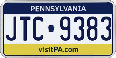 PA license plate JTC9383