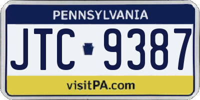 PA license plate JTC9387