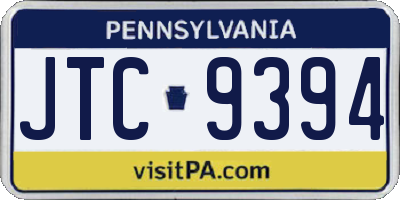 PA license plate JTC9394