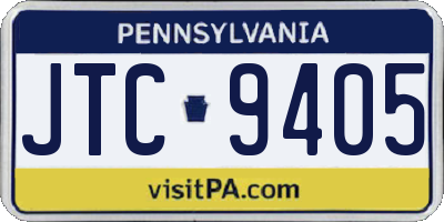 PA license plate JTC9405