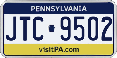 PA license plate JTC9502