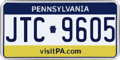 PA license plate JTC9605