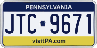PA license plate JTC9671