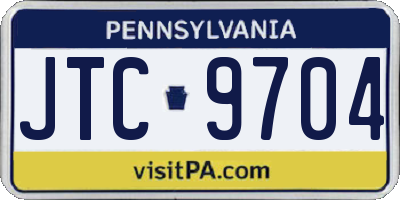 PA license plate JTC9704