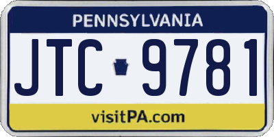 PA license plate JTC9781