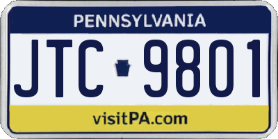 PA license plate JTC9801