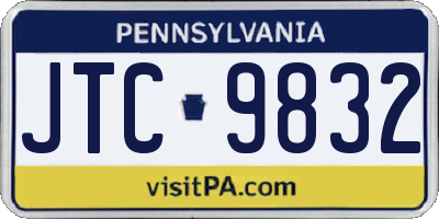 PA license plate JTC9832