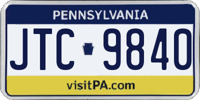 PA license plate JTC9840