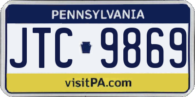 PA license plate JTC9869