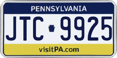PA license plate JTC9925