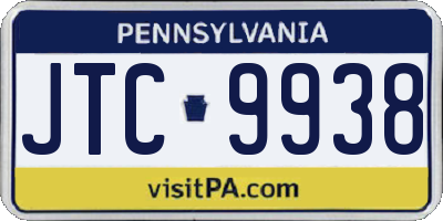 PA license plate JTC9938