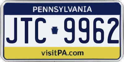 PA license plate JTC9962