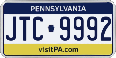 PA license plate JTC9992