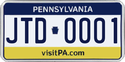 PA license plate JTD0001