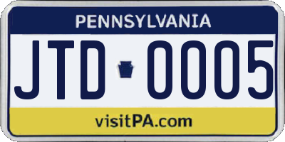 PA license plate JTD0005