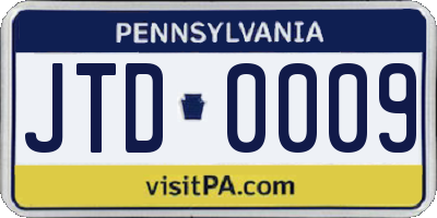 PA license plate JTD0009
