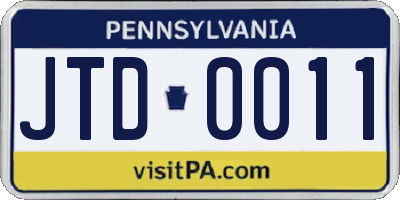PA license plate JTD0011