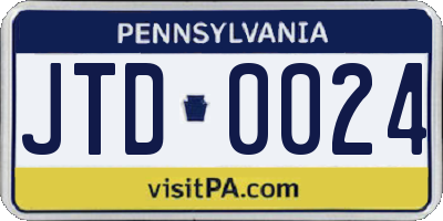 PA license plate JTD0024