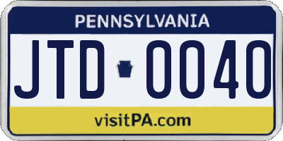 PA license plate JTD0040
