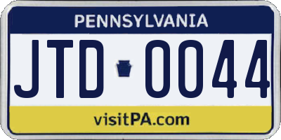 PA license plate JTD0044