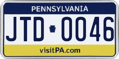 PA license plate JTD0046