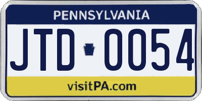 PA license plate JTD0054