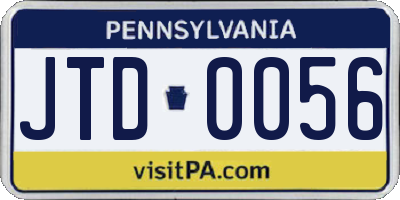 PA license plate JTD0056