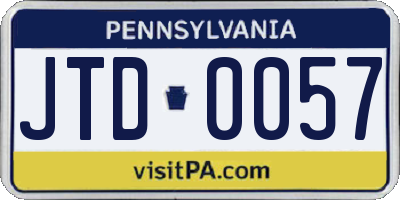 PA license plate JTD0057