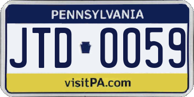 PA license plate JTD0059