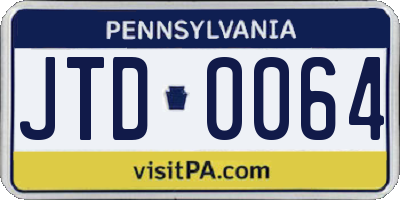PA license plate JTD0064