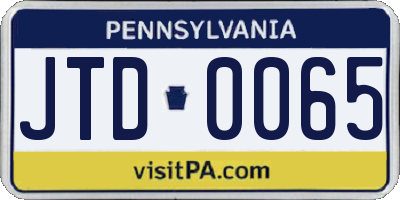 PA license plate JTD0065