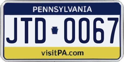PA license plate JTD0067