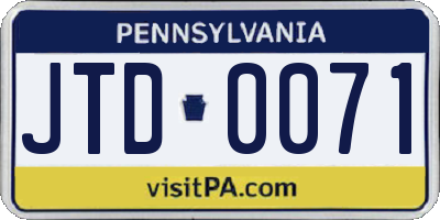 PA license plate JTD0071