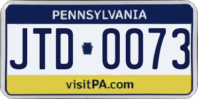 PA license plate JTD0073