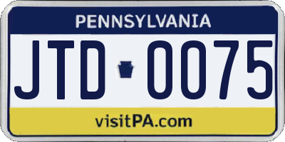 PA license plate JTD0075