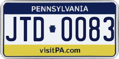 PA license plate JTD0083
