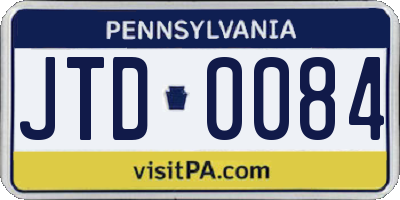 PA license plate JTD0084